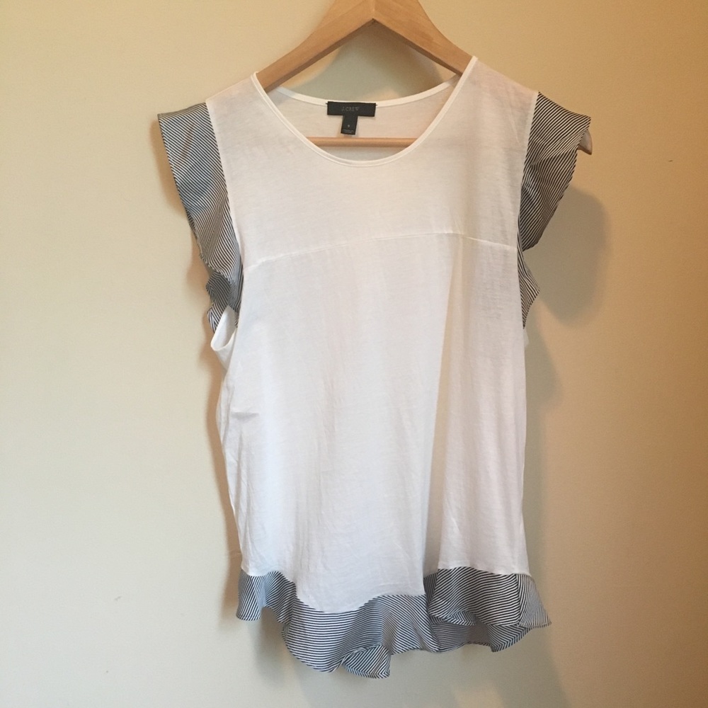 J.Crew Flutter Sleeve Top, white, size S